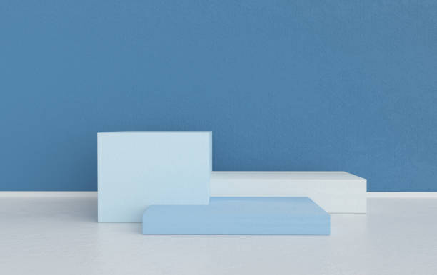 istock 3d rendered studio with geometric shapes, podium on the floor. Platforms for product presentation, mock up background. Abstract composition in minimal design 1288925157