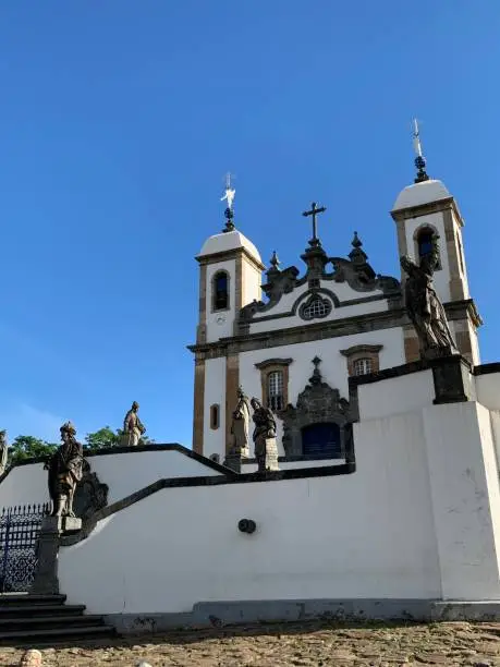 Historic church with famous statues of 12 apostles made by Aleijadinho, an important Brazilian artist