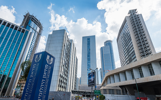 Skyscrapers near the Tel Aviv Diamond Center in Tel Aviv, Isael