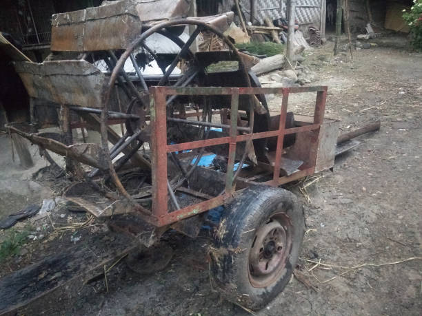 istock beautiful old tractor cart background. 1288931134