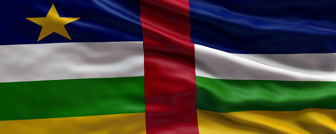 Waving flag of Central African Republic - Flag of Central African Republic - 3D flag background