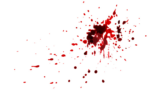 Red blood splatters watercolor hand-painted isolated on white background. Abstract vector artistic used as being an element in the decorative design.
