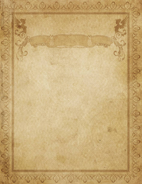 istock Old paper background with vintage border and banner. 1288939438