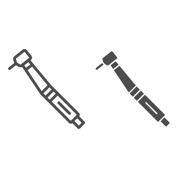 Dental drill line and solid icon, International dentist day concept, Stomatological instrument sign on white background, Tooth drilling machine icon in outline style for mobile, web. Vector graphics. Dental drill line and solid icon, International dentist day concept, Stomatological instrument sign on white background, Tooth drilling machine icon in outline style for mobile, web. Vector graphics dental drill stock illustrations