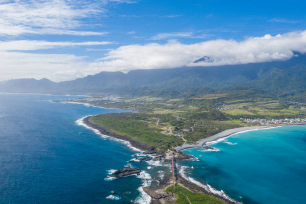 Aerial view of Taidung, Taiwan stock photo