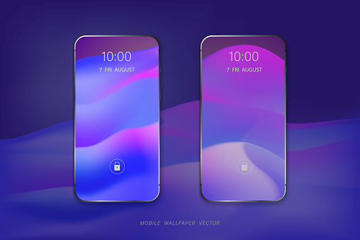 Abstract gradient purple blue color mobile phone wallpaper vector design