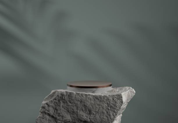 istock Geometric Empty Marble Pedestal On Rock 1288957681