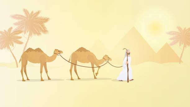 istock A caravan of camels goes through the desert. Vector. 1288957727