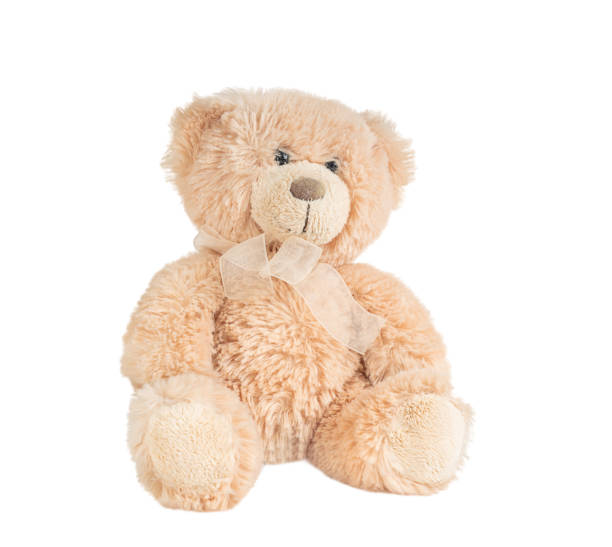 istock Light brown fluffy teddy bear toy isolated on white background 1288959864
