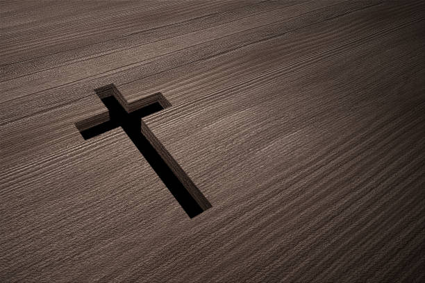 istock Wooden floor with Christian cross shape 1288962957