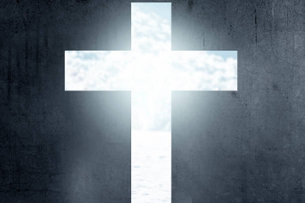istock Black wall with Christian cross shape 1288963388