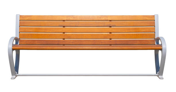 istock New wooden bench isolater on white background. 1288964646