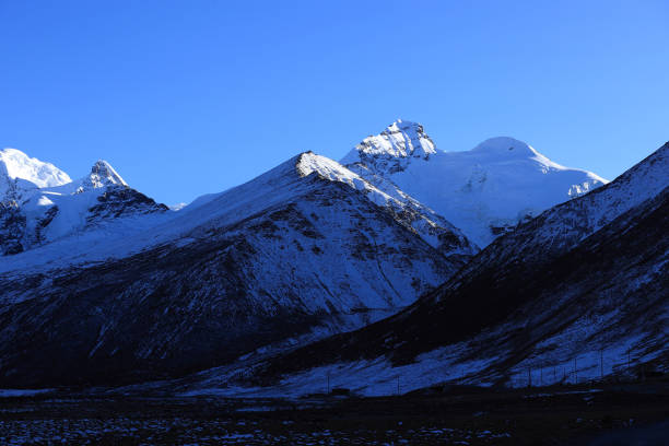 Snow mountains under blue sky in tibet,China