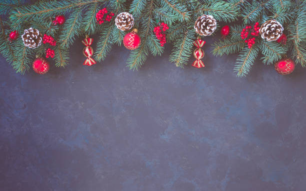istock Christmas dark lilac grunge horizontal background, top view. 1288966838