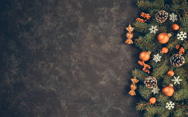 istock Christmas dark grunge horizontal background, top view. 1288967152
