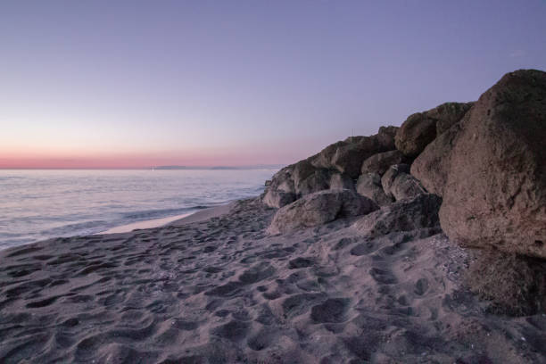 Viareggio dock near the small fishing port with a cliff and beach also called Muraglione di Viareggio