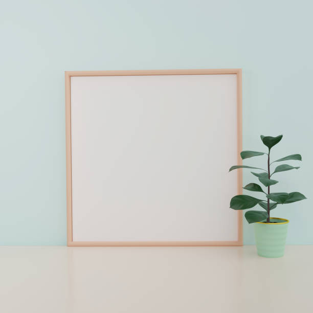 istock Photo frame on blue pastel background with copy space. 3D rendering 1288968579