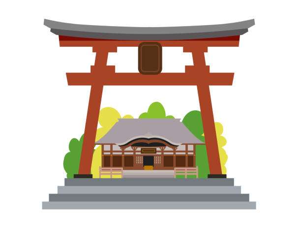 神道神社の新年の訪問 - 神社点のイラスト素材／クリップアート素材／マンガ素材／アイコン素材