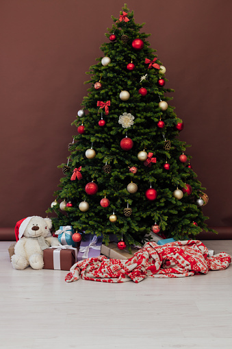 Terrier beautiful Christmas tree with gifts decor new year