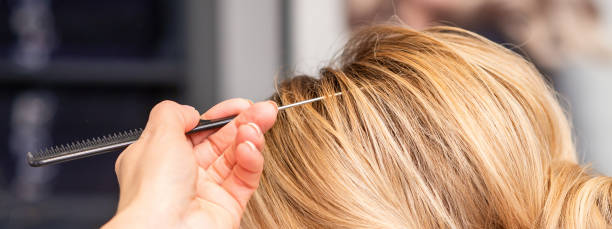 Woman receiving her hair done