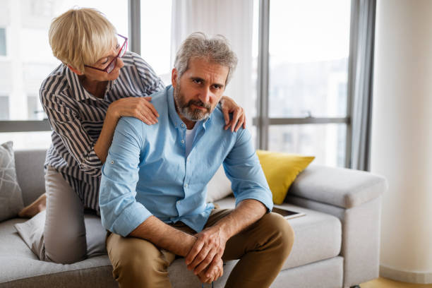 istock Handsome senior man and attractive old woman are having relationship problems 1288972078