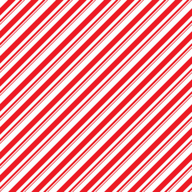 ilustrações de stock, clip art, desenhos animados e ícones de stripes candy cane seamless pattern. diagonal straight lines christmas background. red and white peppermint wrapping paper. simple trendy backdrop illustration. - stick of hard candy candy cane candy peppermint