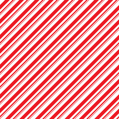 Stripes candy cane seamless pattern. Diagonal straight lines christmas background. Red and white peppermint wrapping paper. Simple trendy backdrop illustration.