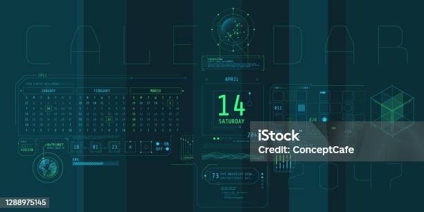 Hud Time Interface Composition Of Computer Hud Interface With Calendar Stock Illustration ...