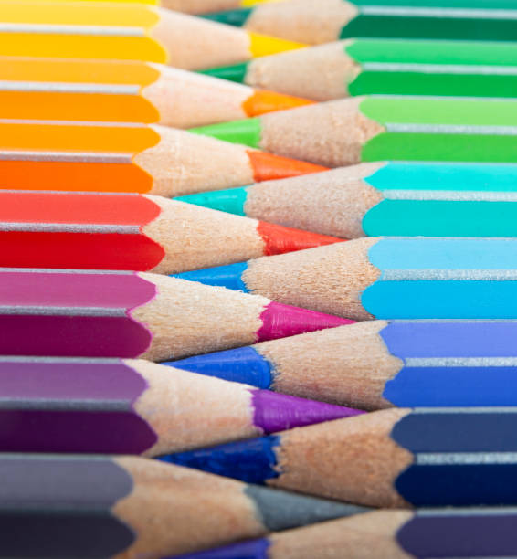 istock Colored pencils with tips arranged like a zipper 1288979781