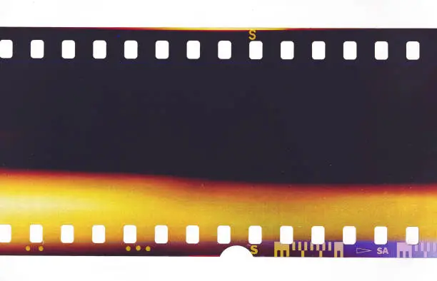 Photo of Blank grained and scratched film strip texture background