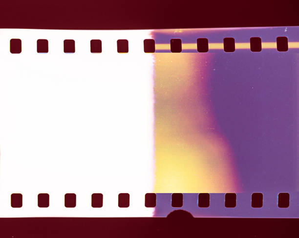 istock Blank grained and scratched film strip texture background 1288979849