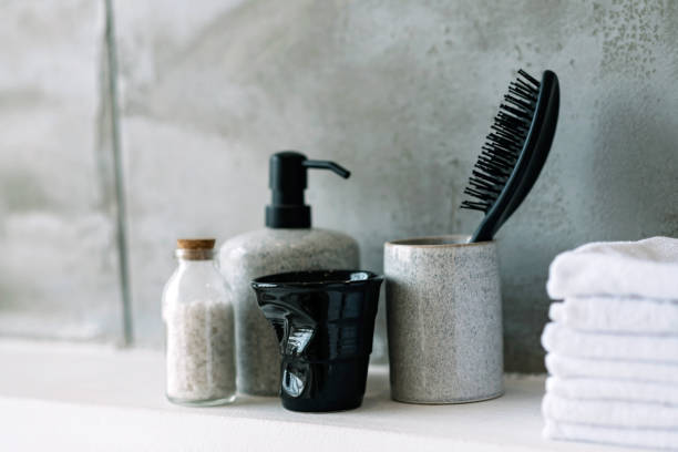 istock Modern spa and bathroom interior concept, relaxing decor. Clean white towels. Soft selective focus. 1288980175