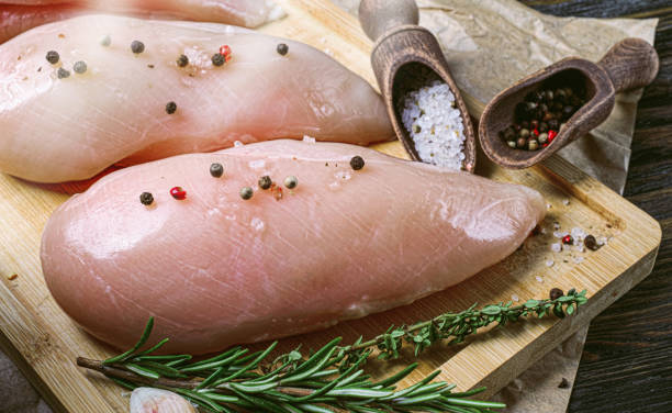 istock fresh raw farm chicken fillet on a cutting board. 1288981597