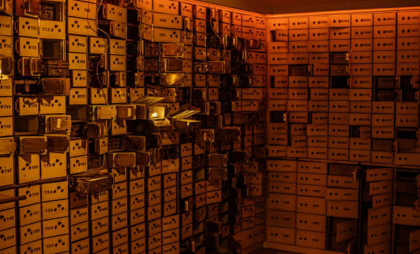 Vintage bank vault and security boxes