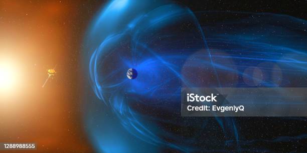 Magnetic Lines Of Force Surrounding Earth Known As The Magnetosphere Against Solar Wind Earths Magnetic Field The Flow Of Particles Element Of This Image Furnished By Nasa Stock Photo - Download Image Now