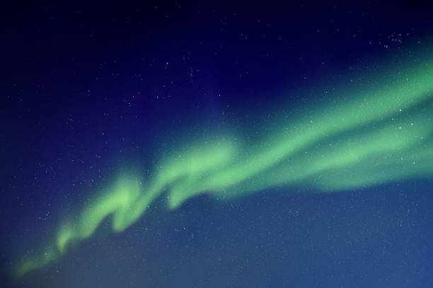 Night starry sky and Northern lights Night starry sky and Northern lights. Green aurora borealisGreen aurora borealis nebula illustrations stock illustrations