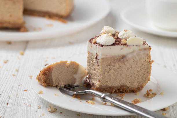 istock Delicious cheesecake with cream cheese and cocoa. 1288991843