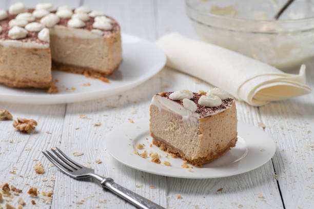 istock Delicious cheesecake with cream cheese and cocoa. 1288992634