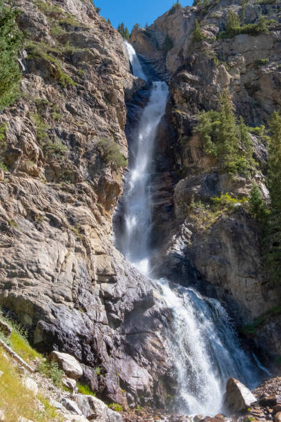 istock Burkhan bulak waterfall, the highest waterfall in Kazakhstan. Waterfall with strong stream is flowing among rocky mountains. Outdoor landscape. Tourism in Kazakhstan concept. Summer vacation concept. 1288993330