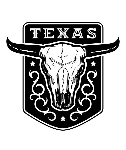 Vector illustration of Cowboy old paper background for text with bull skull .