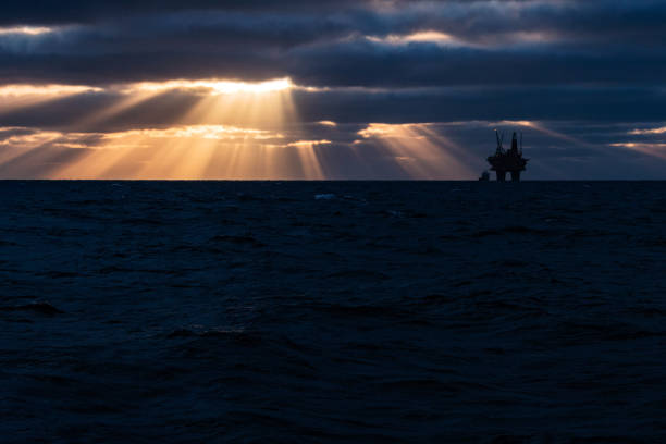 istock Industrial oil rig offshore platform construction site on the North Sea coast 1288994314