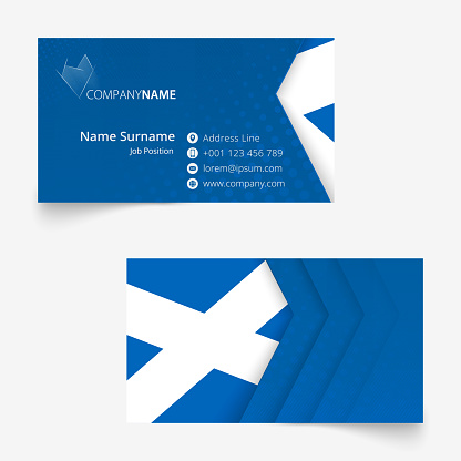 Scotland Flag Business Card, standard size (90x50 mm) business card template with bleed under the clipping mask.