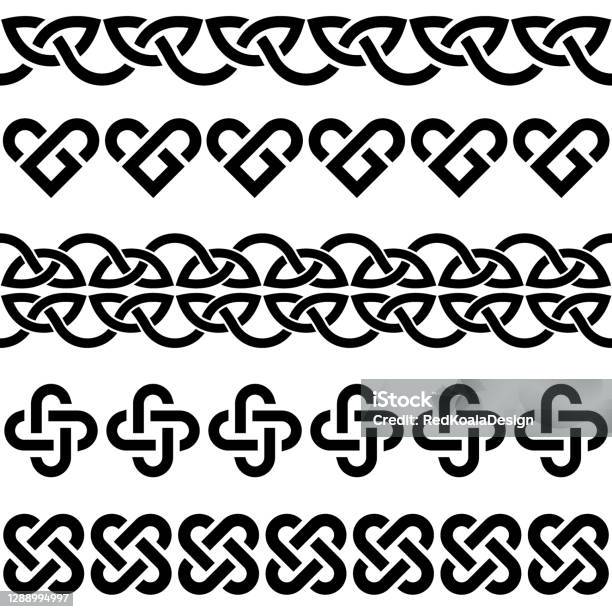 Irish Side Patterns Irish Celtic Vector Knots And Braids Seamless Patterns Collection ...