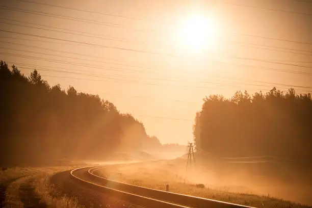 Morning view of Railway Track, Daugavpils, Latvia. 2016