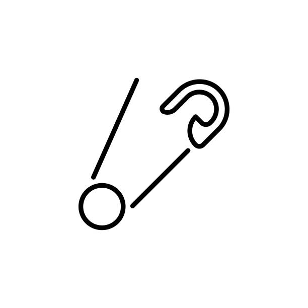 ikona pinezki bezpieczeństwa w wektorze. logotyp - safety pin diaper pin sewing item silhouette stock illustrations