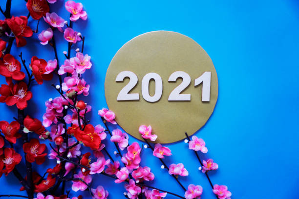 istock Chinese New Year Background and Red Blooming Sakura Branches. 1289005271