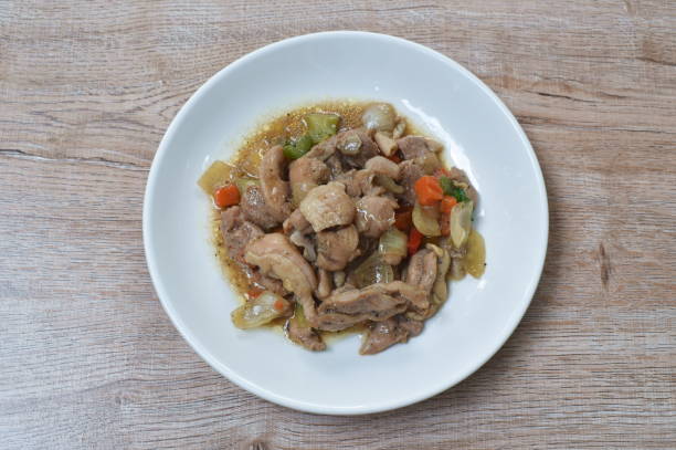 istock fried chicken with slice sweet bell chili black pepper sauce 1289009345