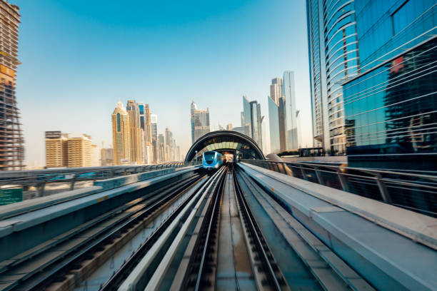 Dubai Metro train, UAE stock photo