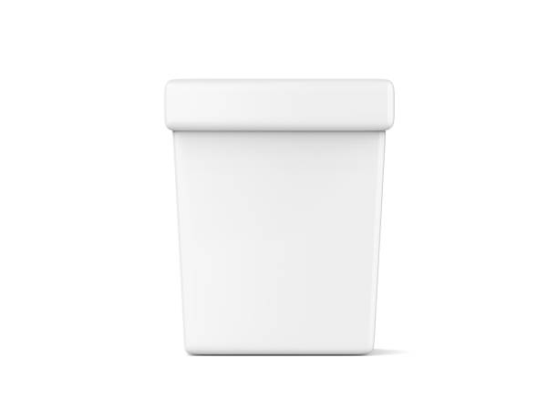 White ice cream tub mockup on isolated white background, realistic rendering of plastic box, 3d illustration