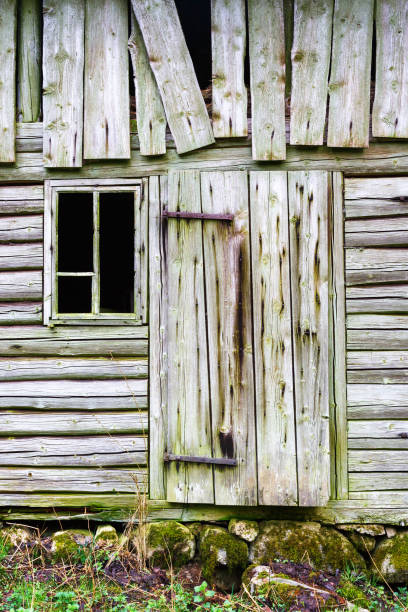 Old spooky weather beaten barn